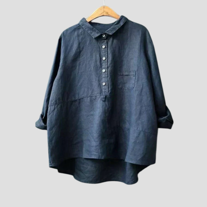 Alexandra – Blusa Lunga Elegante con Dettagli in Rilievo e Spacchi Laterali