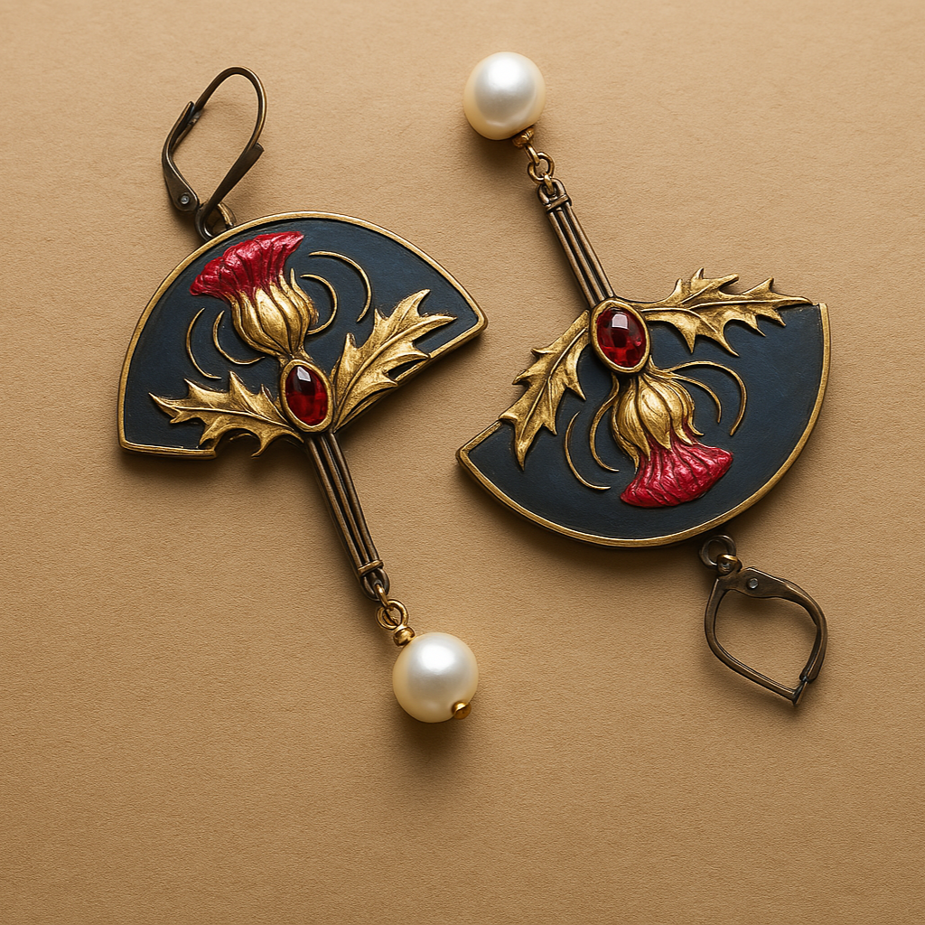 Orecchini Boho con Perle e Cristallo Rosso