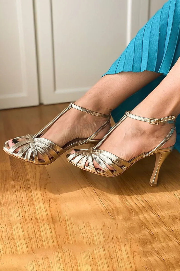 BELMONTE MILANO | SANDALO ORO CON TACCO ELEGANTE