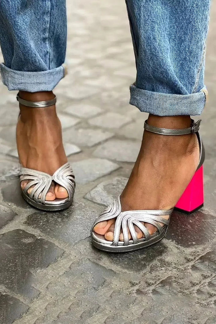 VALENTINA | SANDALI CON TACCO BICOLORE