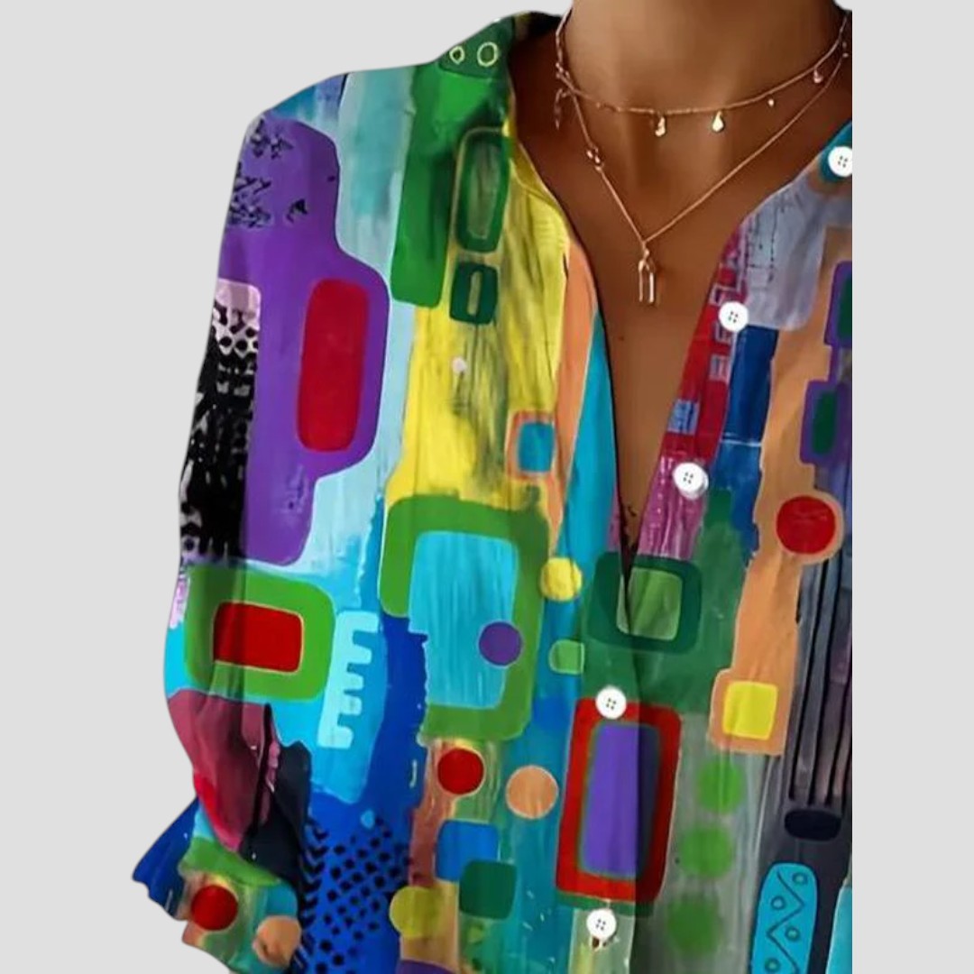Edna™ | Blusa Elegante con Motivo Geometrico