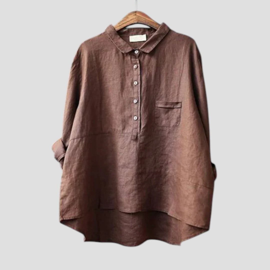 Alexandra – Blusa Lunga Elegante con Dettagli in Rilievo e Spacchi Laterali