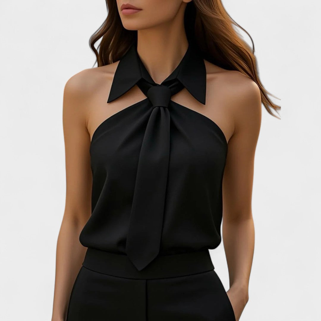 BELMONTE MILANO | TOP HALTER CON COLLO A CRAVATTA