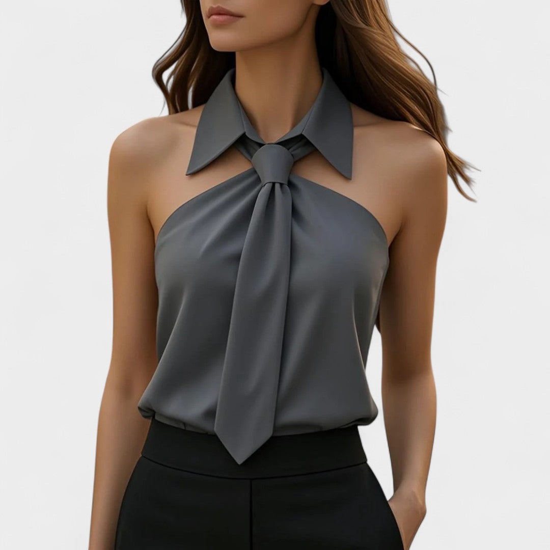 BELMONTE MILANO | TOP HALTER CON COLLO A CRAVATTA