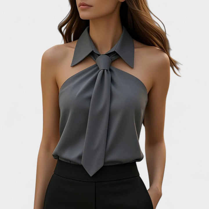 BELMONTE MILANO | TOP HALTER CON COLLO A CRAVATTA