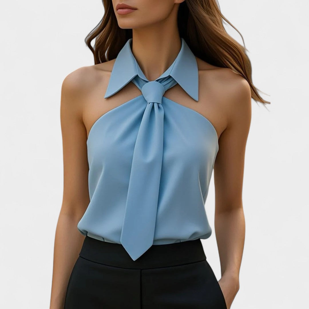 BELMONTE MILANO | TOP HALTER CON COLLO A CRAVATTA