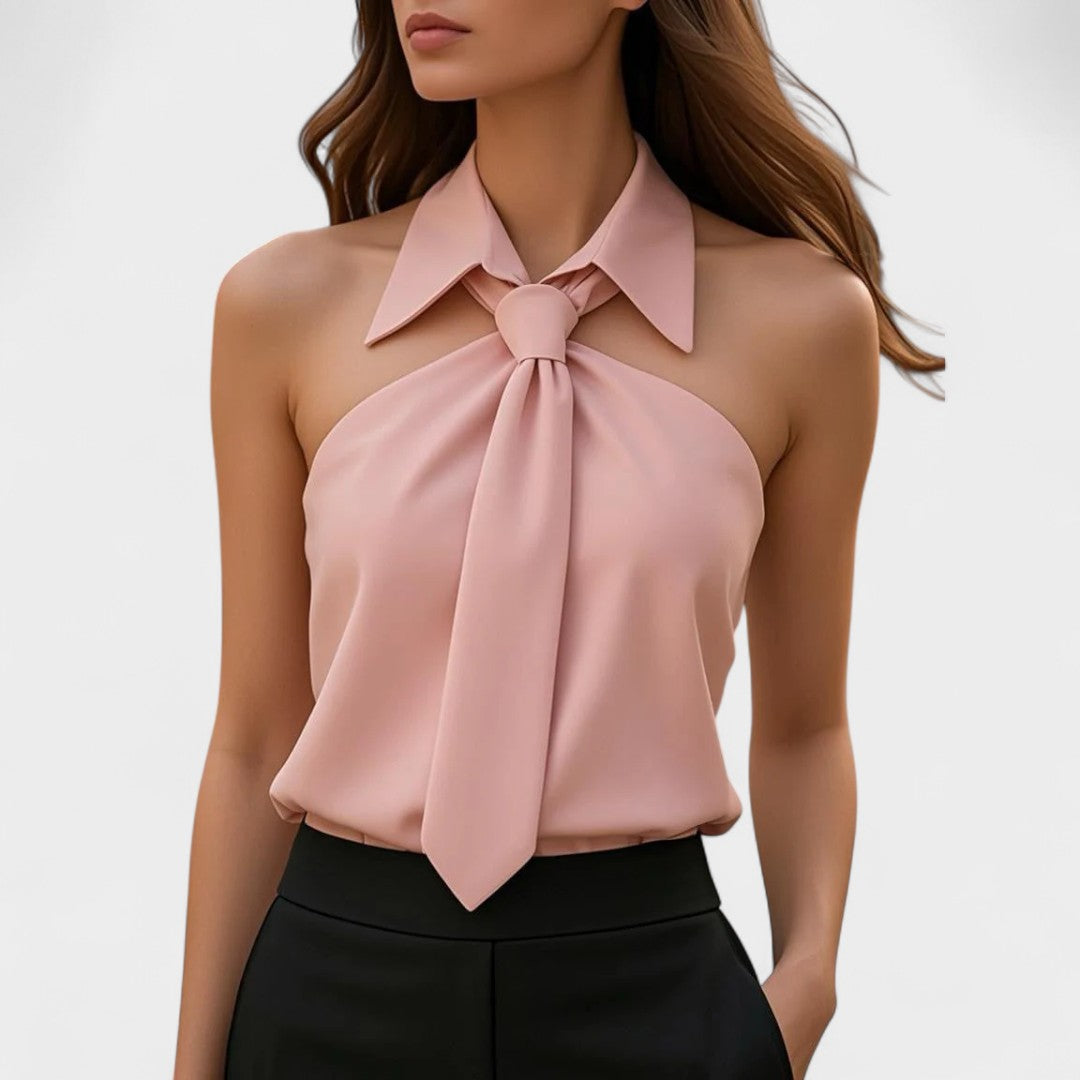 BELMONTE MILANO | TOP HALTER CON COLLO A CRAVATTA