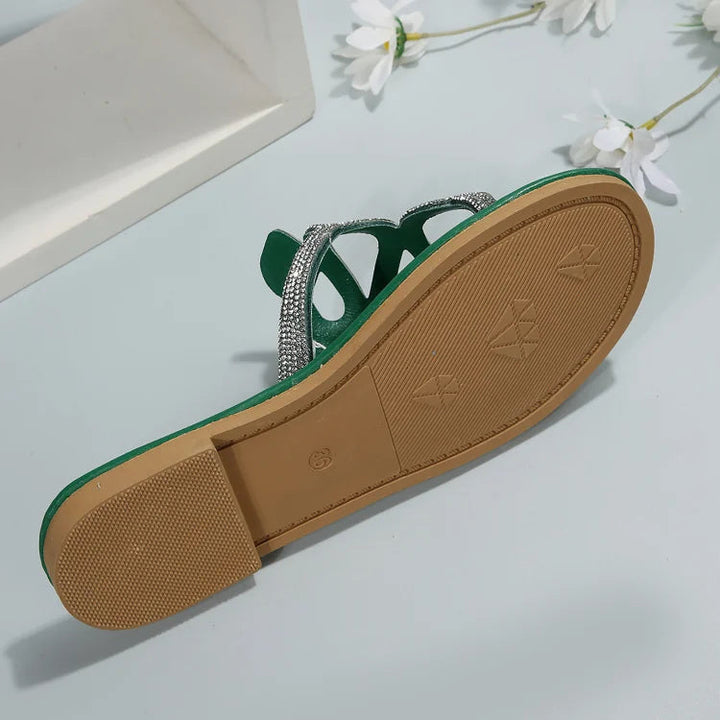 Pantofole a Forma di Serpente con Strass e Punta Rotonda