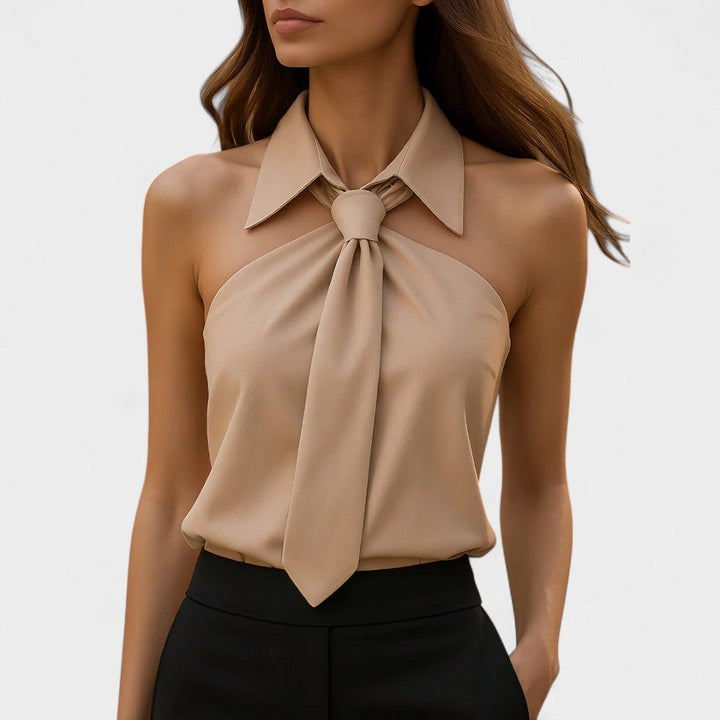 BELMONTE MILANO | TOP HALTER CON COLLO A CRAVATTA