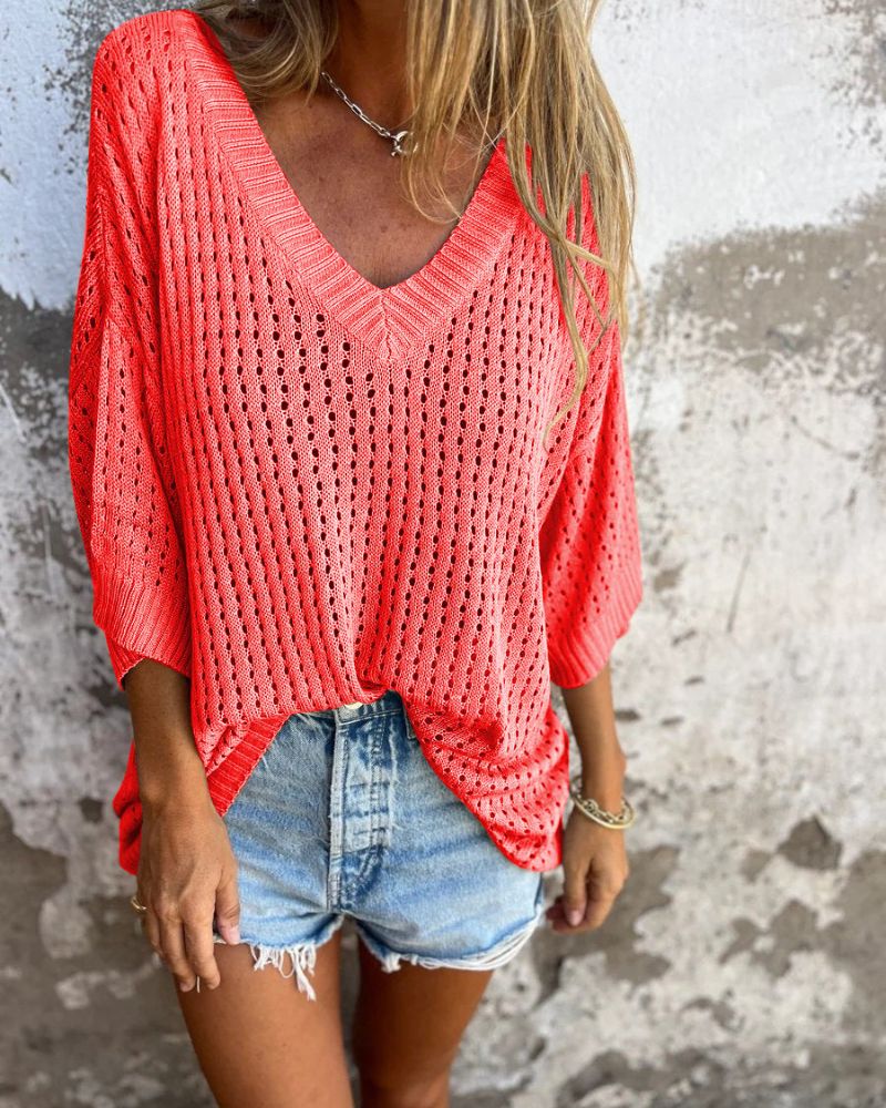 BELMONTE MILANO | MAGLIONE V-NECK A MAGLIA APERTA