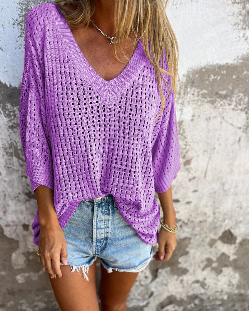 BELMONTE MILANO | MAGLIONE V-NECK A MAGLIA APERTA