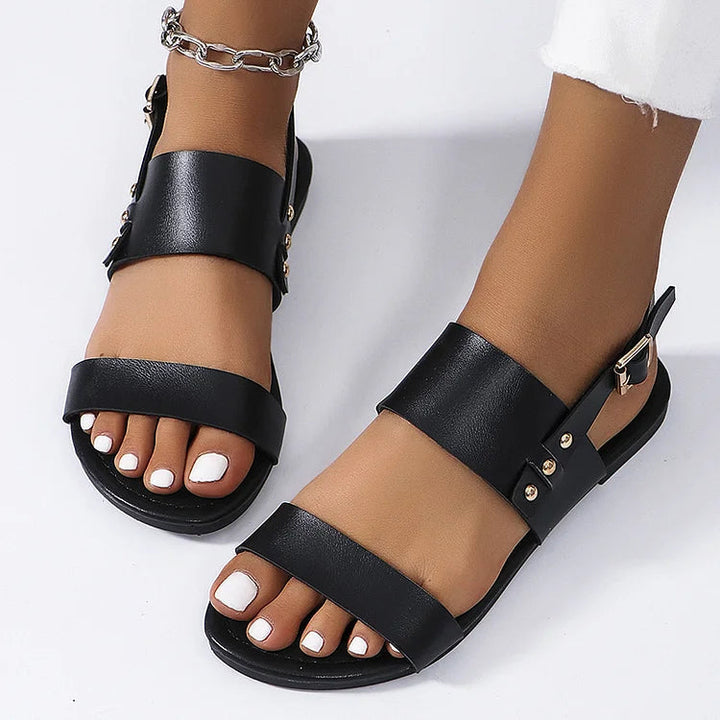 Sandali Casual con Cinturino e Fibbia a Borchie in Colore Unito