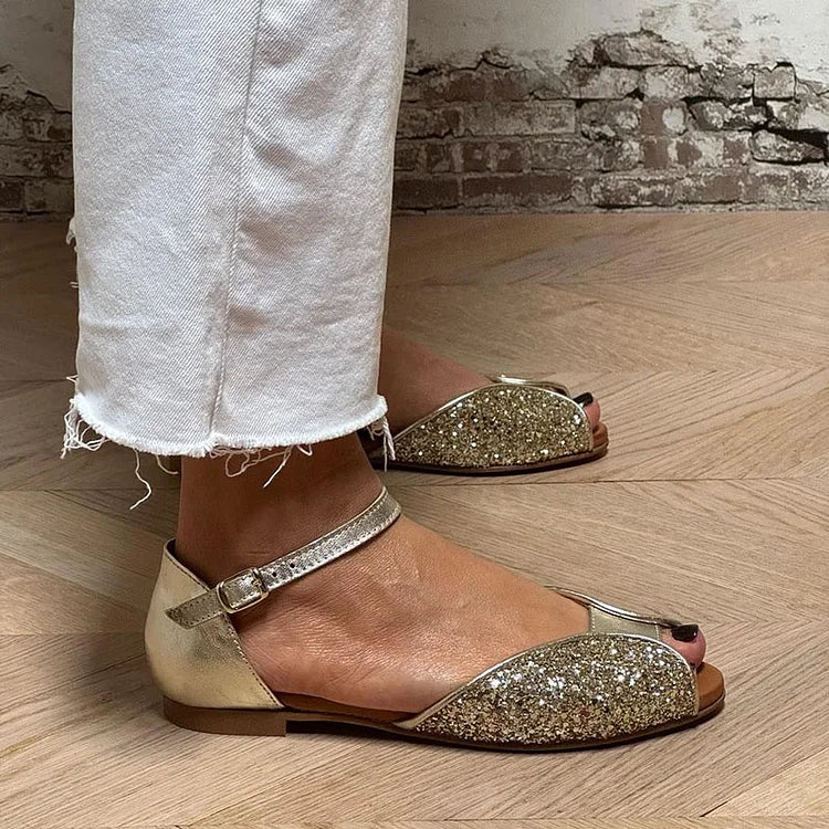 FLAVIA | SANDALO FLAT GLITTERATO