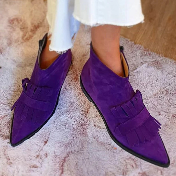 NERINA | STIVALETTO A PUNTA CON FRANGE DECORATIVE
