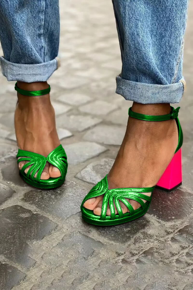 VALENTINA | SANDALI CON TACCO BICOLORE