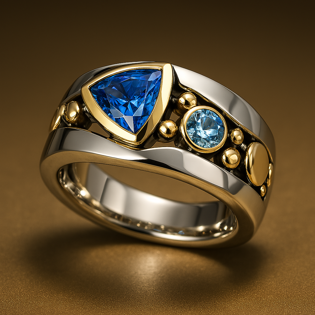 Anello in Cristallo Blu Vintage
