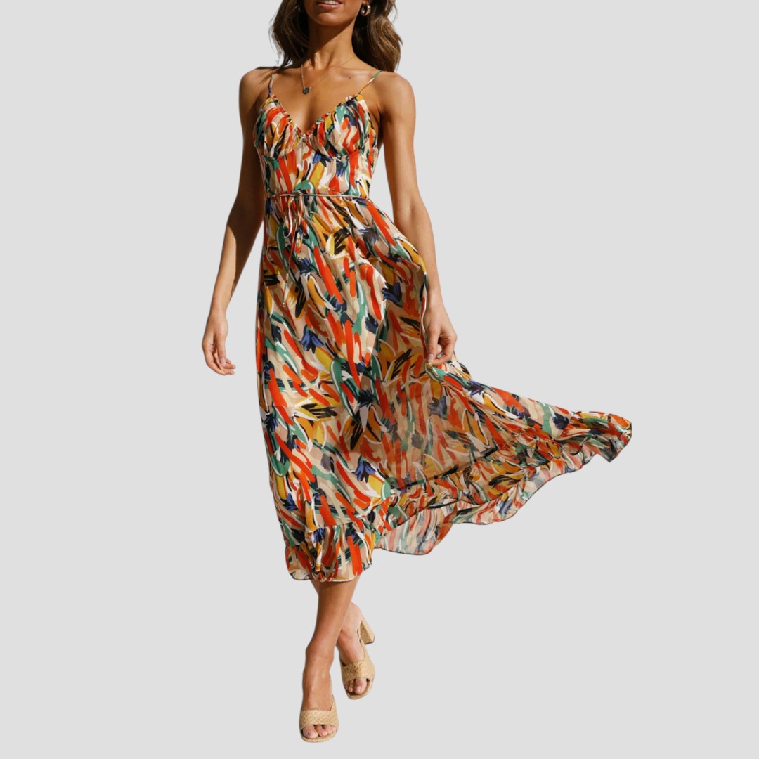 Aurora™ | Abito Midi Smanicato con Stampa