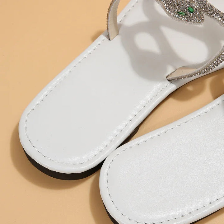 Pantofole a Forma di Serpente con Strass e Punta Rotonda