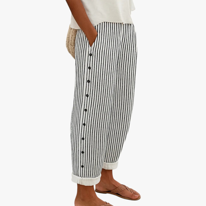 LINA | PANTALONI A RIGHE CON BOTTONI LATERALI