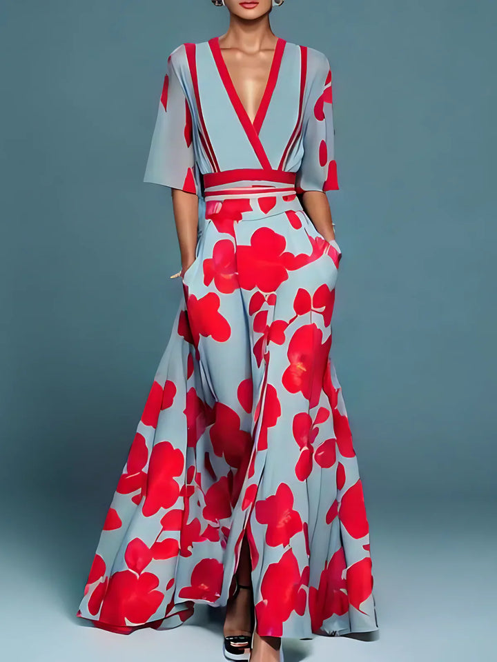 Laure | Abito Portafoglio Elegante con Fiori
