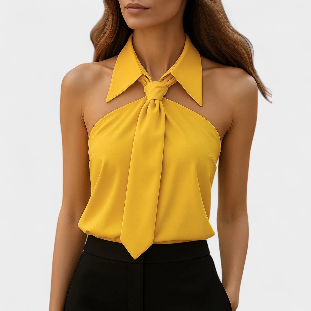 BELMONTE MILANO | TOP HALTER CON COLLO A CRAVATTA