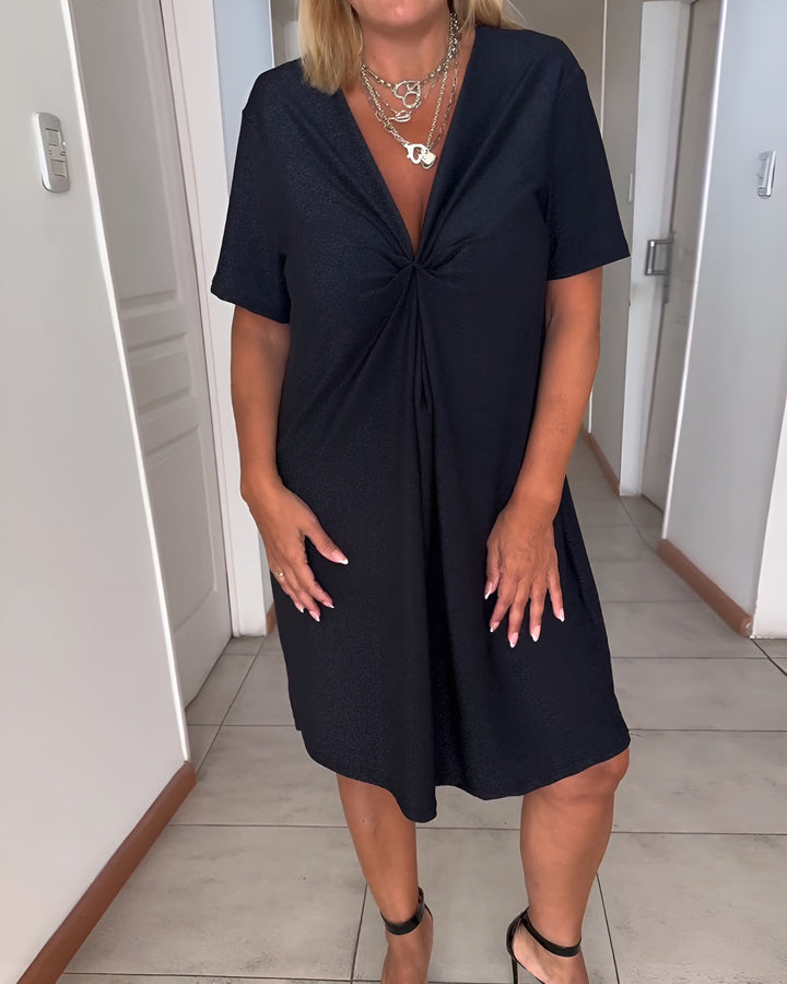 Laurence | Elegante abito arricciato con scollatura a V