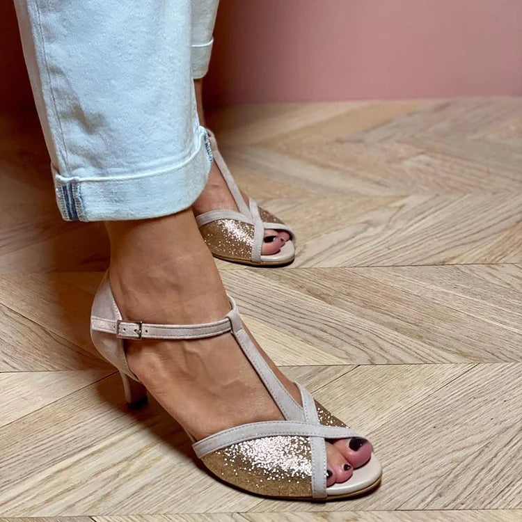 BELMONTE MILANO | SANDALO CON GLITTER E TACCO BASSO