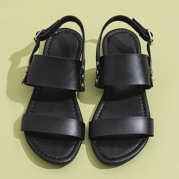 Sandali Casual con Cinturino e Fibbia a Borchie in Colore Unito