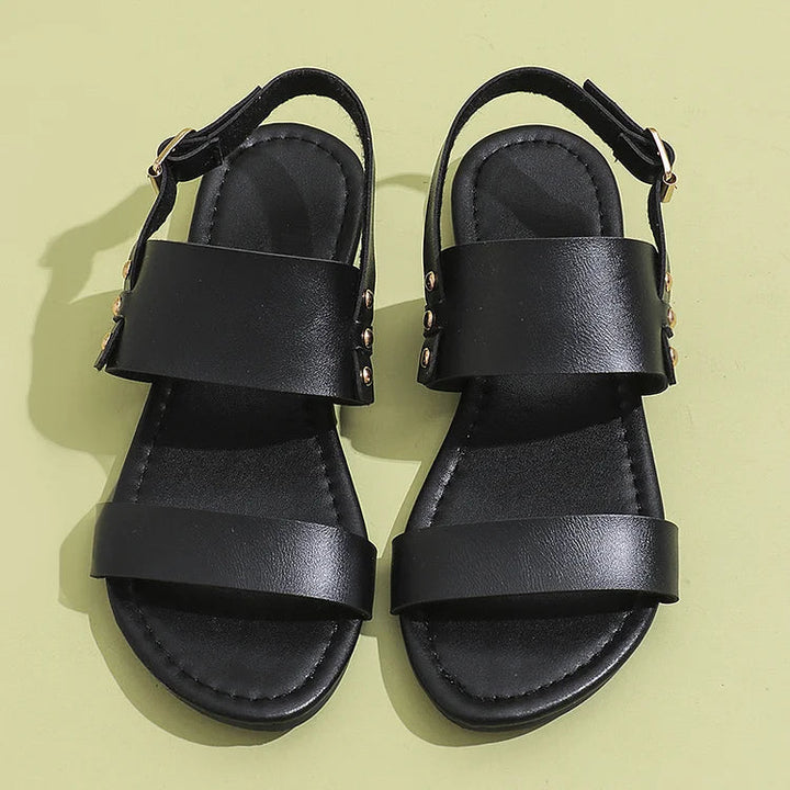 Sandali Casual con Cinturino e Fibbia a Borchie in Colore Unito