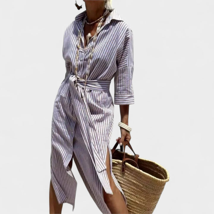 MARZIA | CAMICIA ABITO A RIGHE RILASSATA