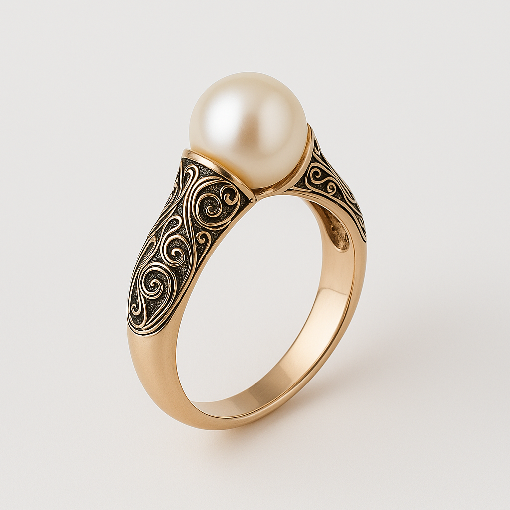 Anello Vintage in Perle Dorate