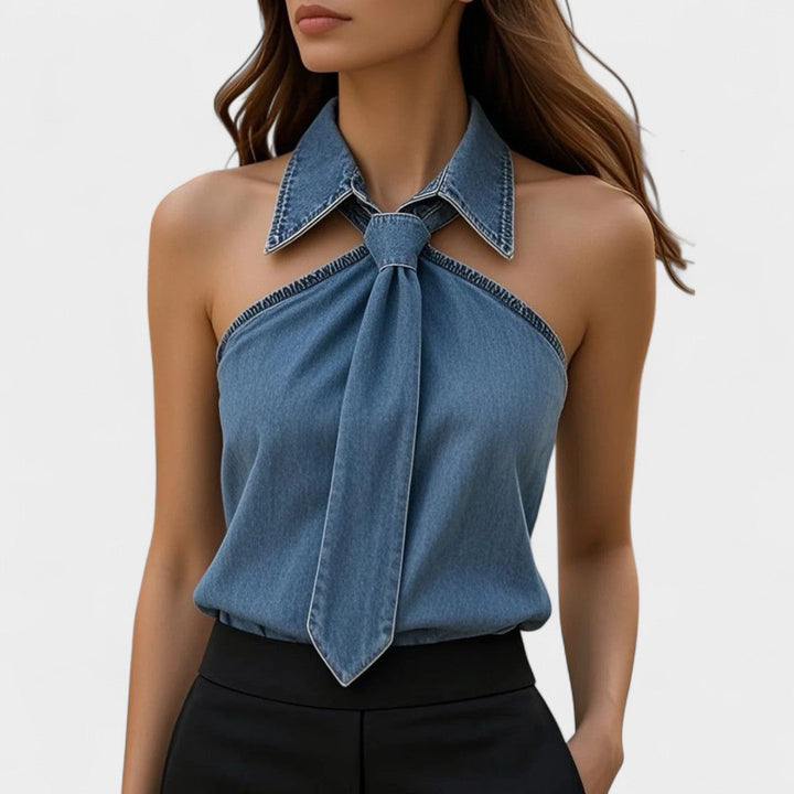 BELMONTE MILANO | TOP HALTER CON COLLO A CRAVATTA