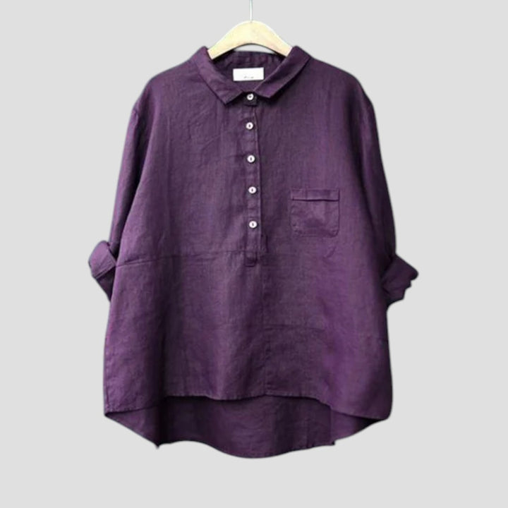 Alexandra – Blusa Lunga Elegante con Dettagli in Rilievo e Spacchi Laterali