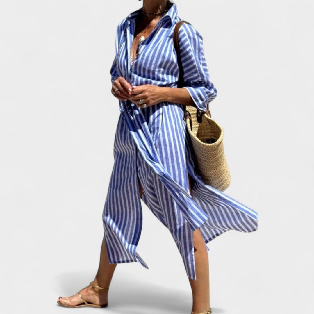 MARZIA | CAMICIA ABITO A RIGHE RILASSATA