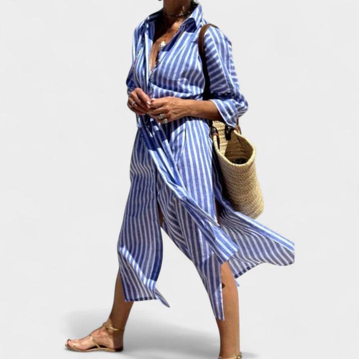 MARZIA | CAMICIA ABITO A RIGHE RILASSATA