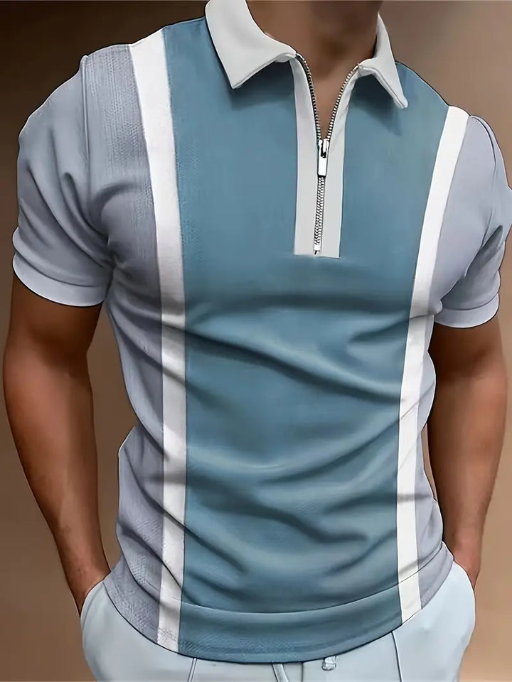 RENATO | POLO ZIP EFFETTO BICOLORE
