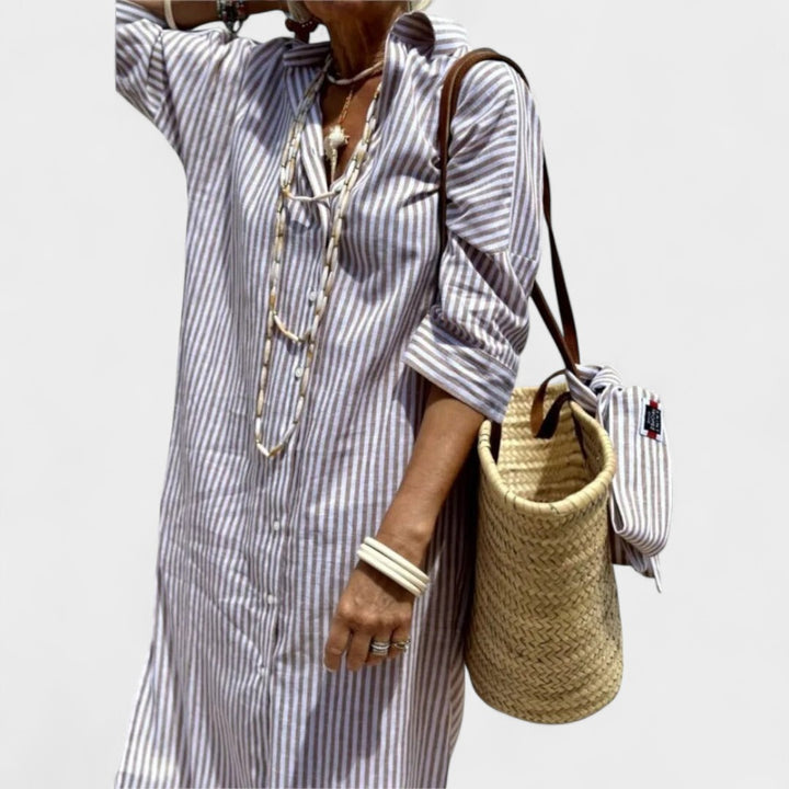 MARZIA | CAMICIA ABITO A RIGHE RILASSATA