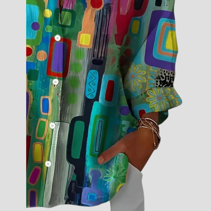 Edna™ | Blusa Elegante con Motivo Geometrico