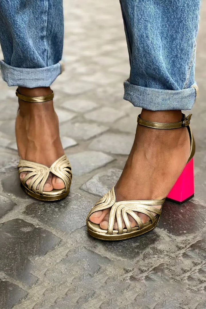 VALENTINA | SANDALI CON TACCO BICOLORE