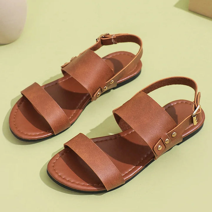 Sandali Casual con Cinturino e Fibbia a Borchie in Colore Unito