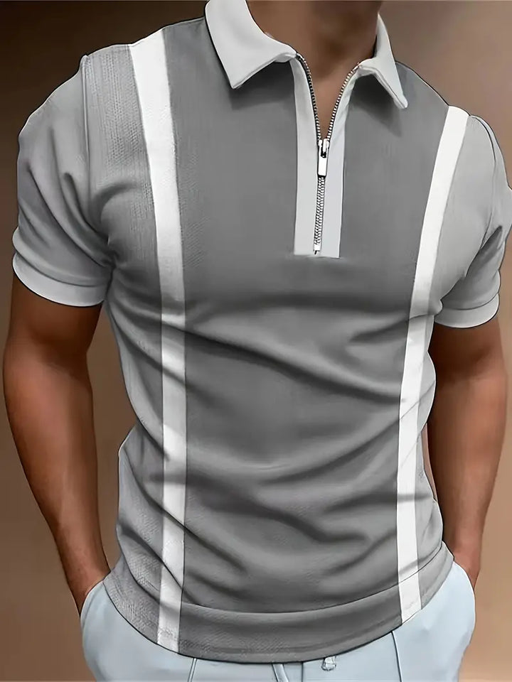 RENATO | POLO ZIP EFFETTO BICOLORE