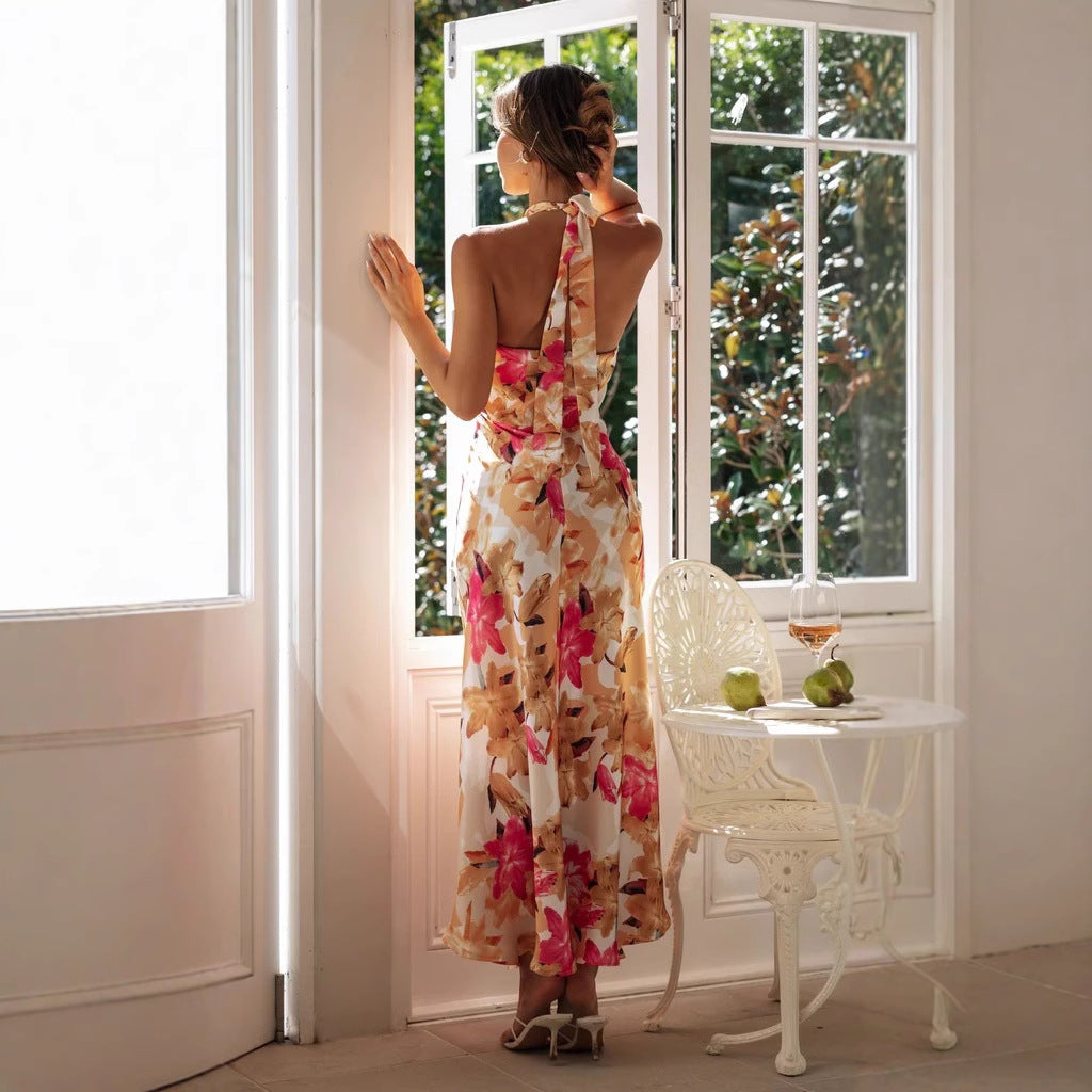 JACQUELINE | ABITO LUNGO FLOREALE CON COLLO ALL'AMERICANA