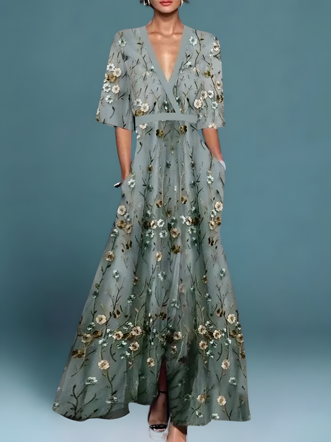 Laure | Abito Portafoglio Elegante con Fiori