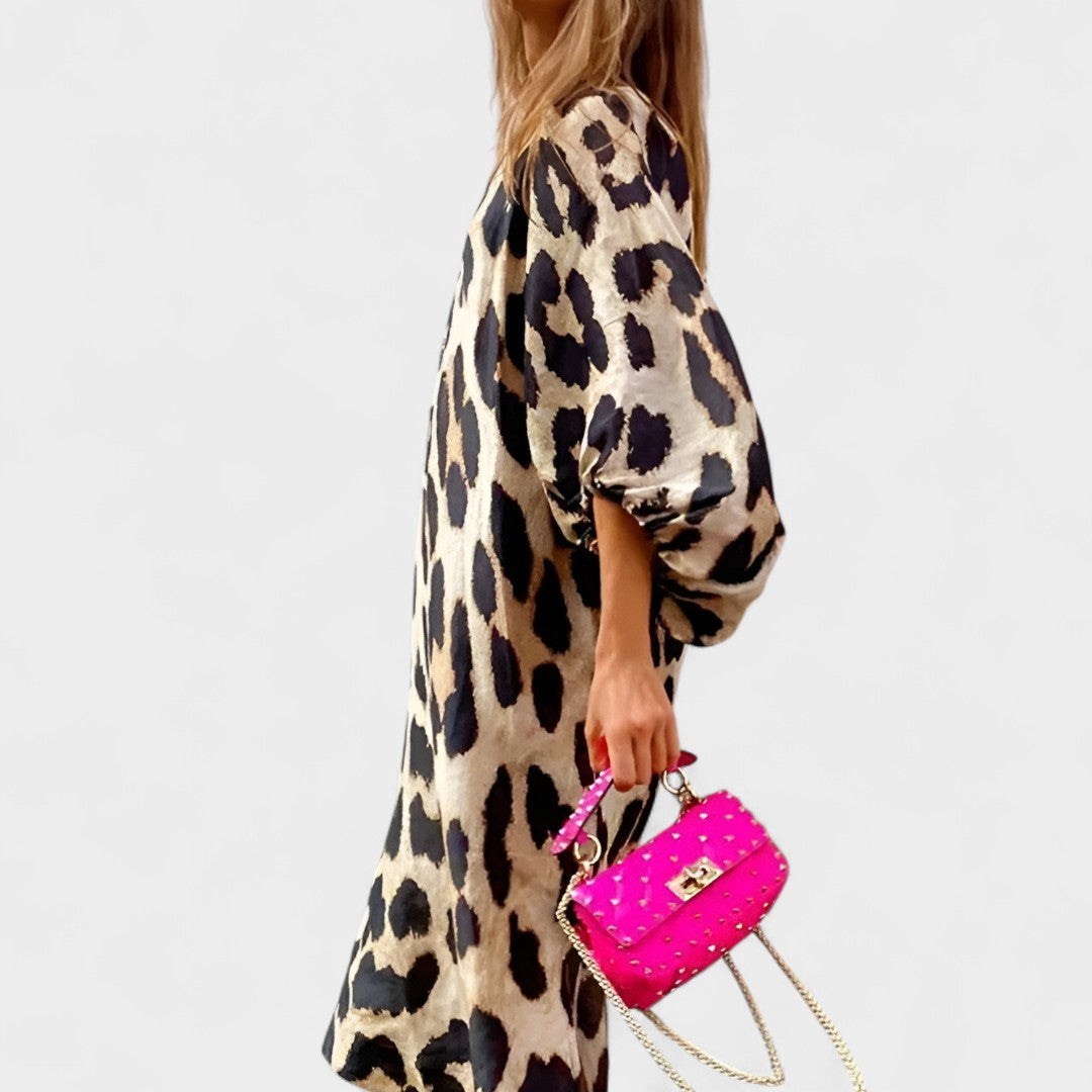 CHIARA | ABITO MIDI RILASSATO ANIMALIER