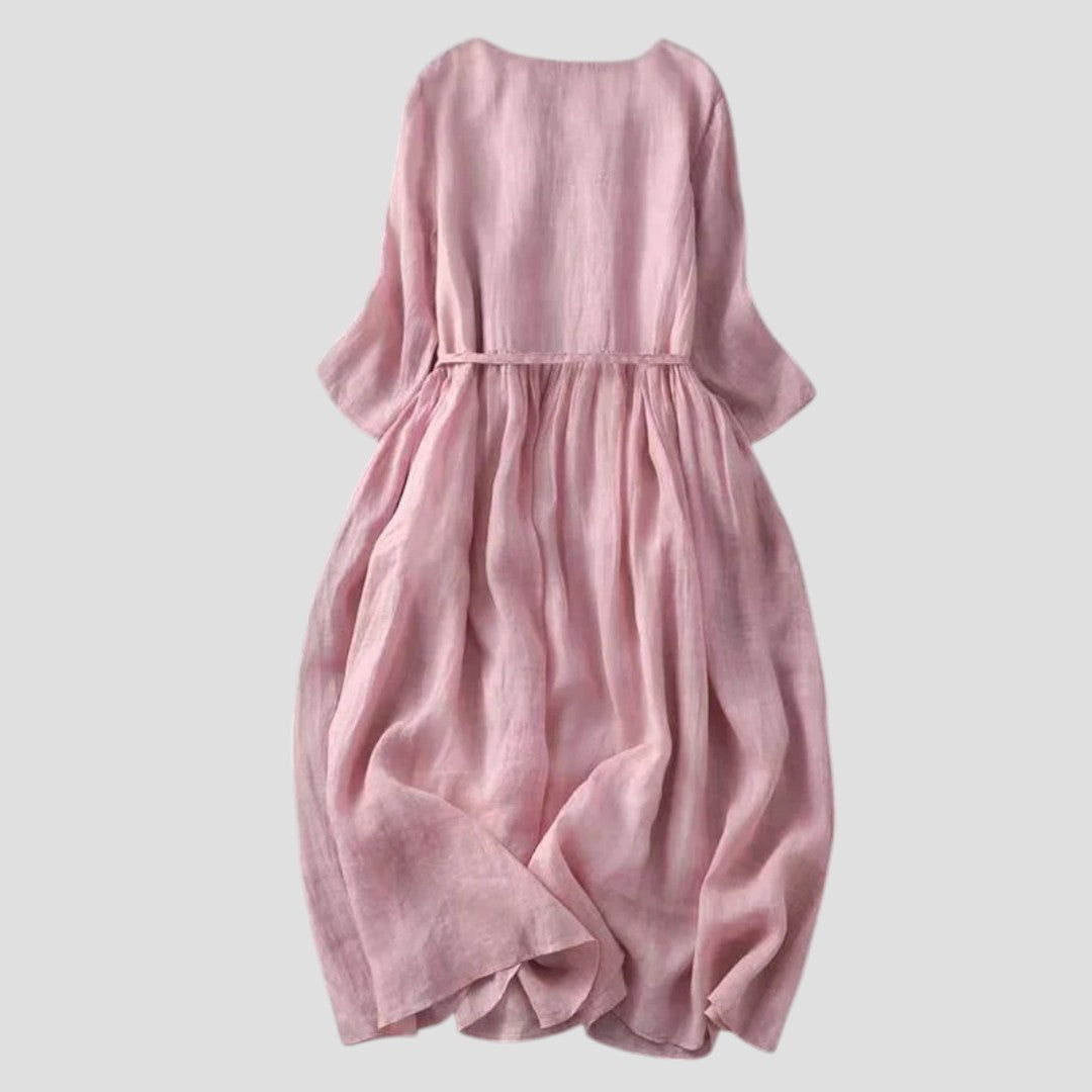 Sole – Abito Maxi Estivo con Rouches in Stile Vintage