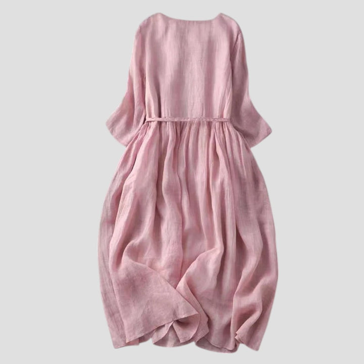 Sole – Abito Maxi Estivo con Rouches in Stile Vintage