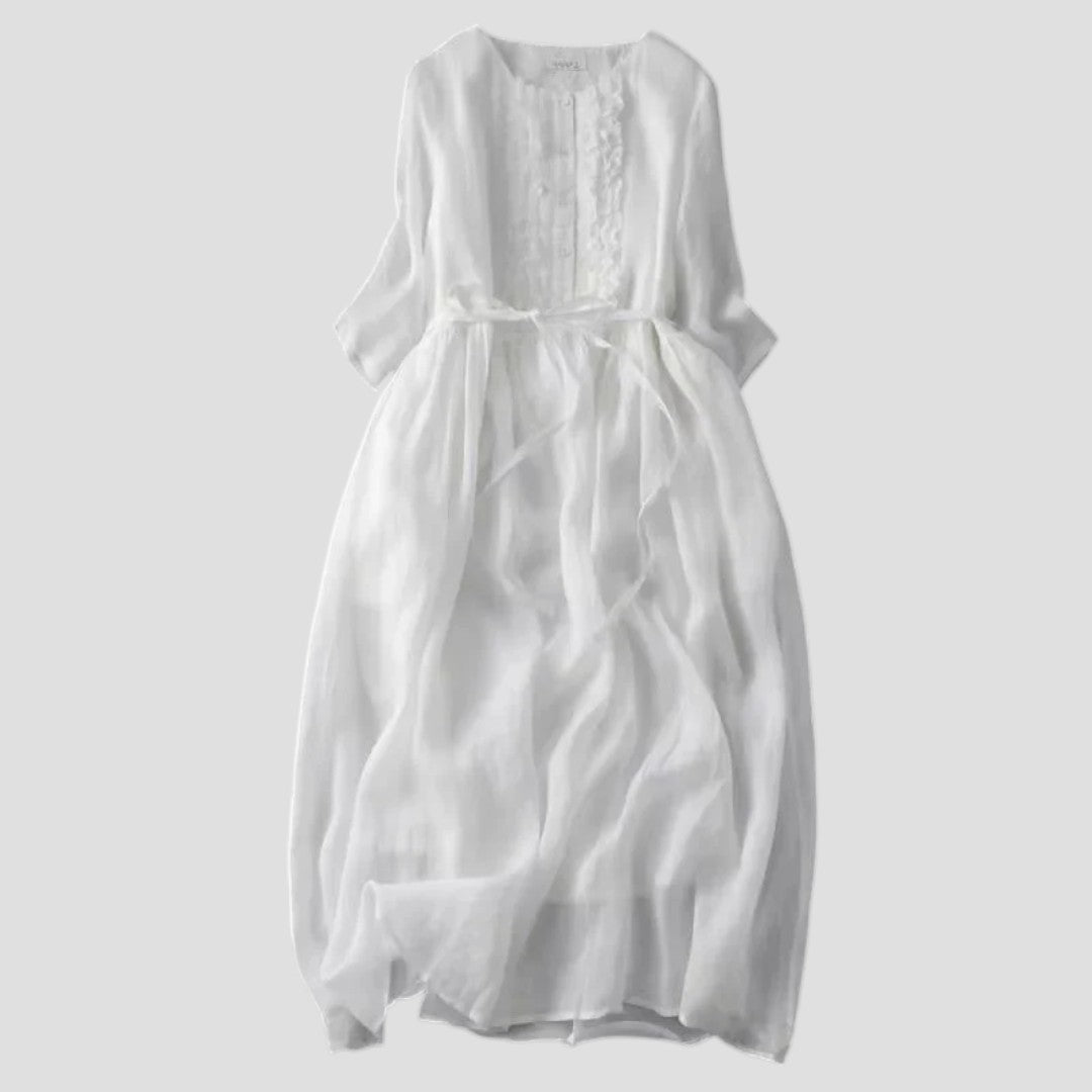 Sole – Abito Maxi Estivo con Rouches in Stile Vintage