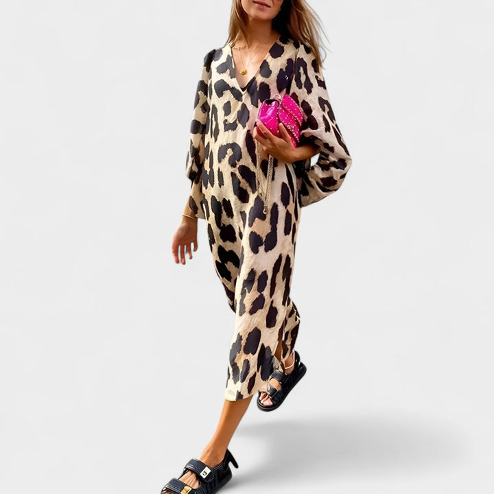 CHIARA | ABITO MIDI RILASSATO ANIMALIER