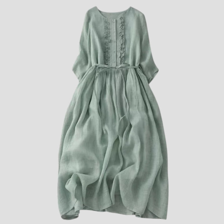 Sole – Abito Maxi Estivo con Rouches in Stile Vintage