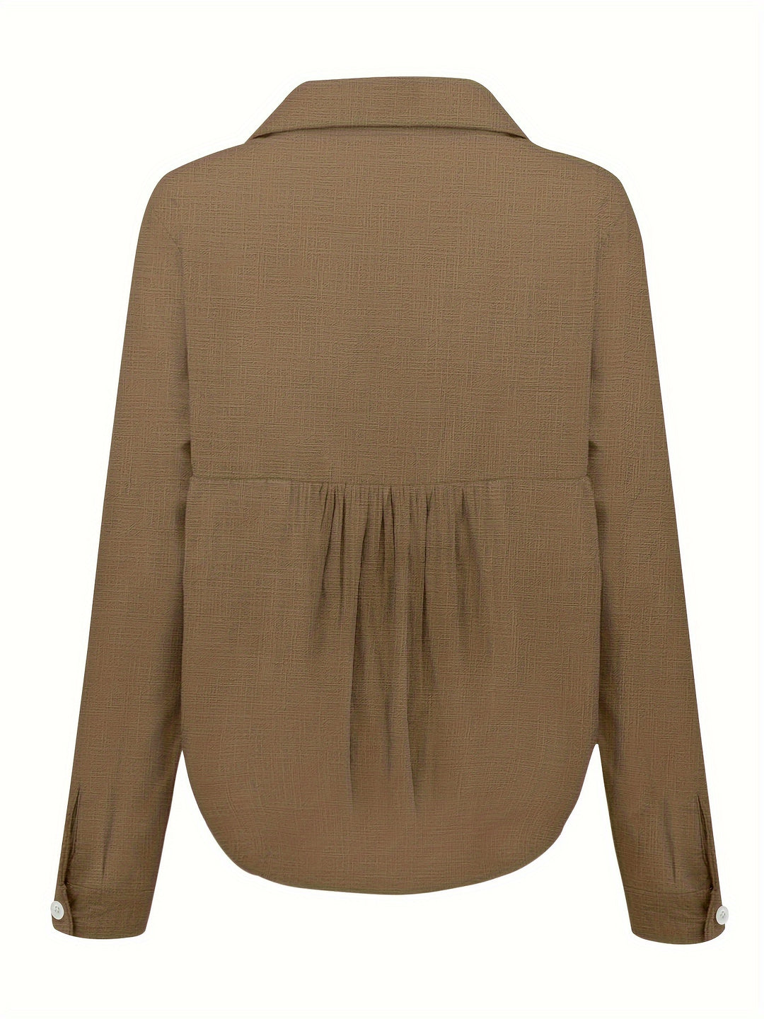 Long Sleeve Linen Shirt, Casual Button Up Shirt For Spring & Fall, Women's Clothing